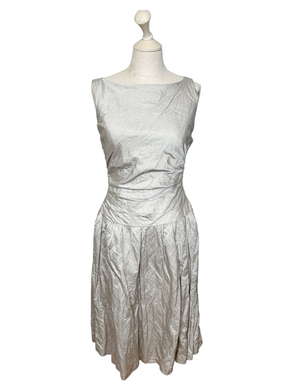 Ralph Lauren Black Label Silver Boatneck Fit-and-Flare Dress